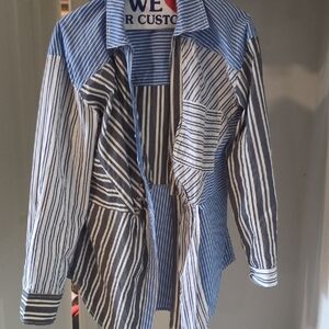 Pilcro Blue and White Striped Shirt